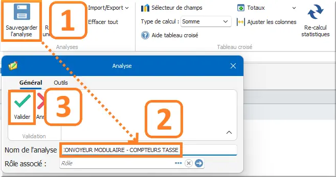 Sauvegarde de l'analyse
